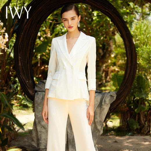 IWY/米白色长袖西装阔腿长裤套装203004C1+P2 商品图0