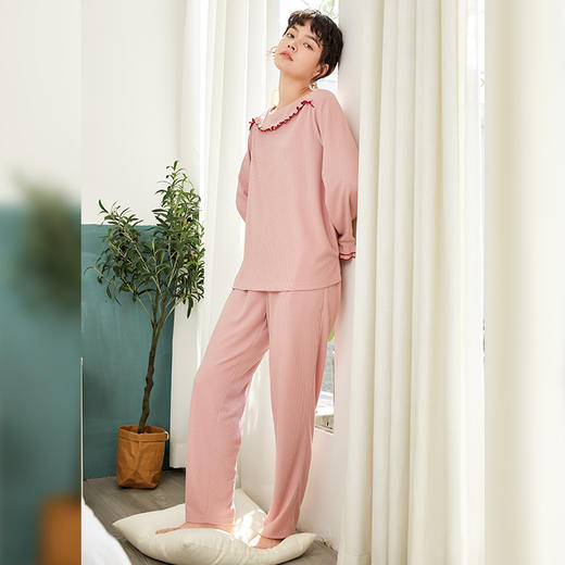 皇家丽美秋季新品小清新分体套装睡衣华夫格面料柔软亲肤可外穿家居服JJT9531 商品图1