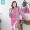 爱帝女式纯棉格子上衣衬衫式长衫 商品缩略图1