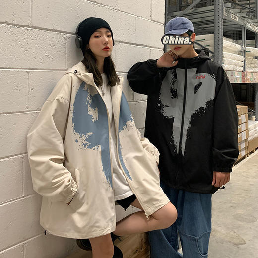 外套男女潮ins秋季新款情侣装大码宽松夹克港风中国外套学生班服 商品图1
