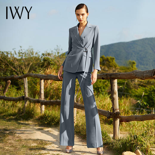 IWY/雾霾蓝色长袖西装长裤套装203041C1+P3 商品图2