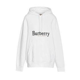 BURBERRY 巴宝莉 女士棉质字母刺绣徽标宽松连帽长袖卫衣 白色 8004803 A1464