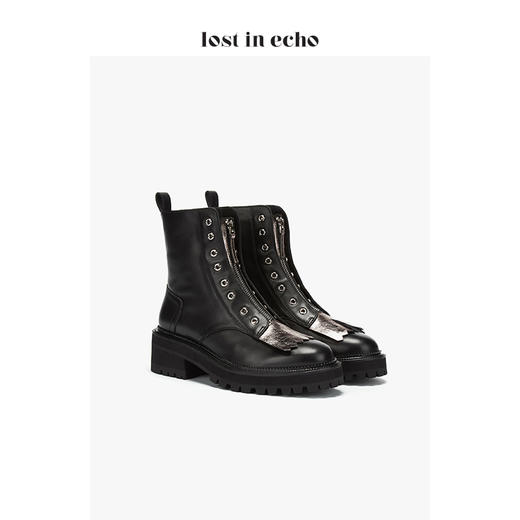 【微瑕疵不退不换】lost in echo 设计师原创 流苏装饰拉链马丁短靴 商品图1