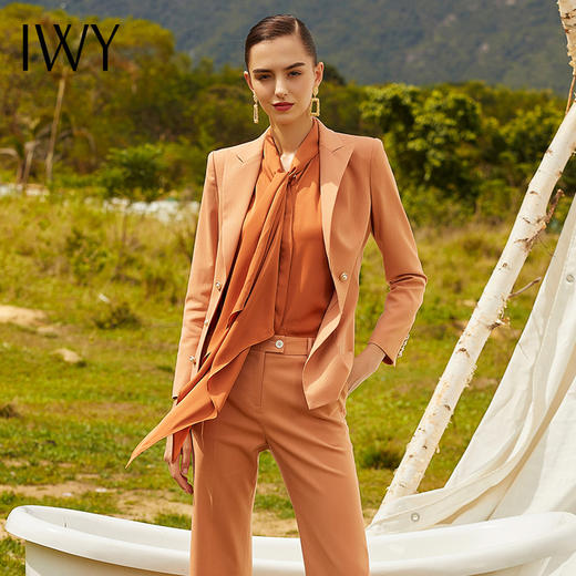 IWY/橘色长袖西装阔腿长裤套装203026C1+P3 商品图1