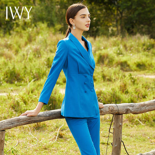 IWY/蓝色长袖西装微喇长裤套装203046C1+P3 商品图3