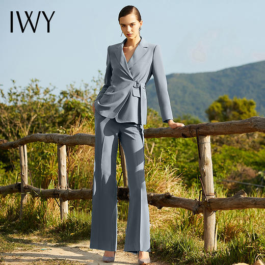 IWY/雾霾蓝色长袖西装长裤套装203041C1+P3 商品图0
