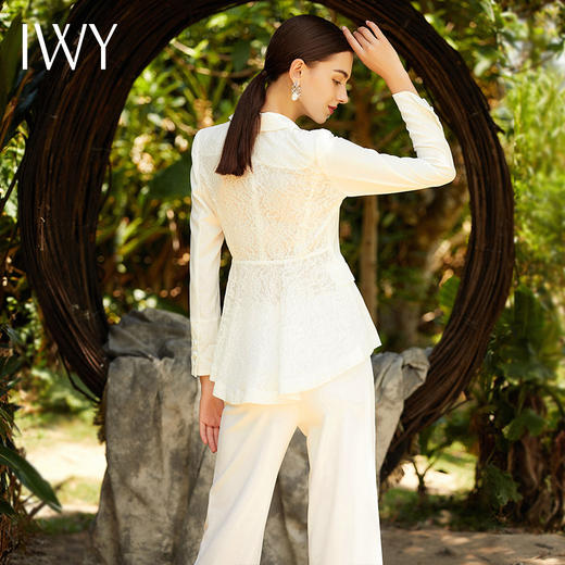 IWY/米白色长袖西装阔腿长裤套装203004C1+P2 商品图3