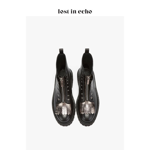 【微瑕疵不退不换】lost in echo 设计师原创 流苏装饰拉链马丁短靴 商品图2