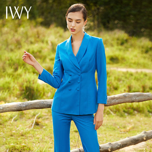 IWY/蓝色长袖西装微喇长裤套装203046C1+P3 商品图2