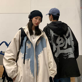 外套男女潮ins秋季新款情侣装大码宽松夹克港风中国外套学生班服