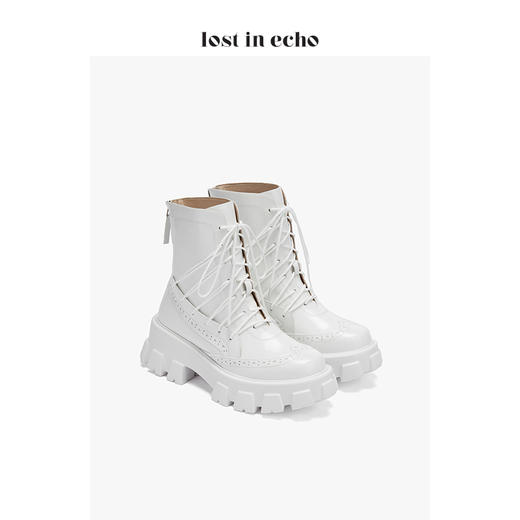 【微瑕疵不退不换】戚薇同款 lost in echo 设计师原创 多绑带牛津冲孔马丁靴 商品图2