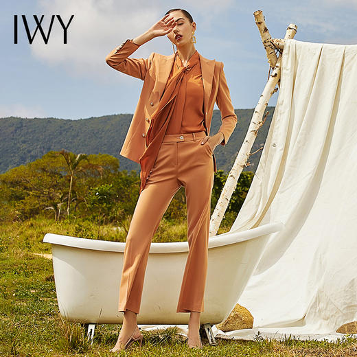 IWY/橘色长袖西装阔腿长裤套装203026C1+P3 商品图2