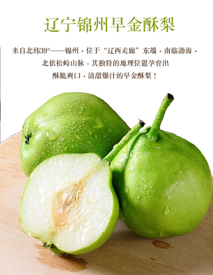 辽宁锦州早金酥梨酥脆清甜皮薄如翼爆汁畅饮