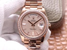 EW劳li士星期日历型，直径40mm，厚度12mm，密底，男士腕表，自动机械机芯，精钢表带