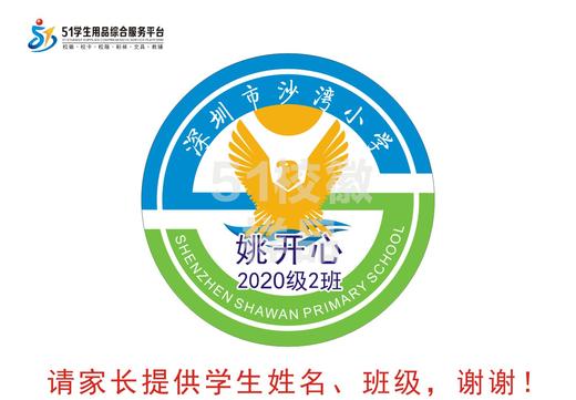 定制深圳市龙岗区沙湾小学熨烫校徽礼服布标姓名贴胸章缝制包邮51 商品图1
