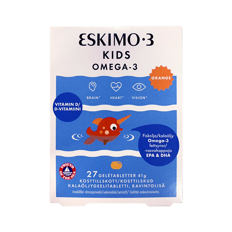 [保税区]丹麦儿童爱斯基摩鱼油咀嚼软糖27粒*6. Eskimo-3 Kids Gel tabs 27stk