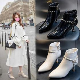 ML-9312 时尚百搭侧拉链尖头细跟高跟短靴