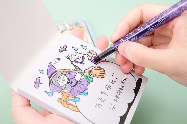 三年二班可涂色便签本填色便签纸小学生手帐diy素材装饰卡通可爱