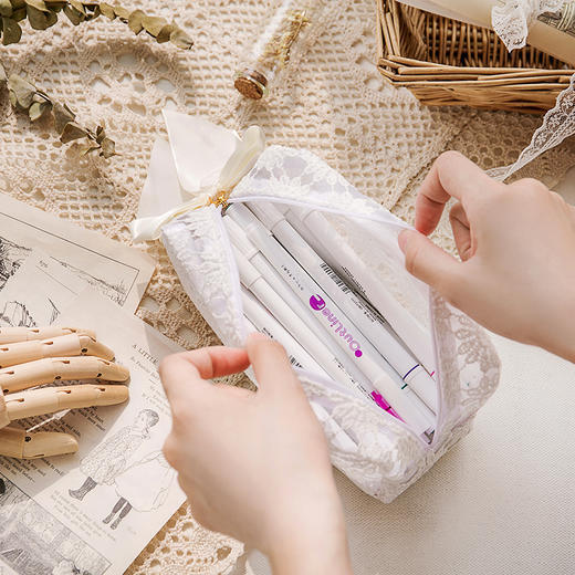 三年二班z小雏菊网纱笔袋大容量收纳文具盒简约可爱学生用铅笔盒