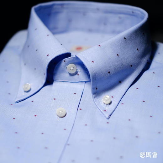 Canclini Mel Rose 埃及棉牛津纺蓝色提花意式工艺衬衫 商品图3