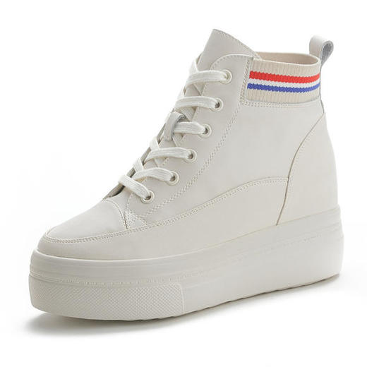 lmsn1988新款时尚气质百搭厚底高帮松糕鞋