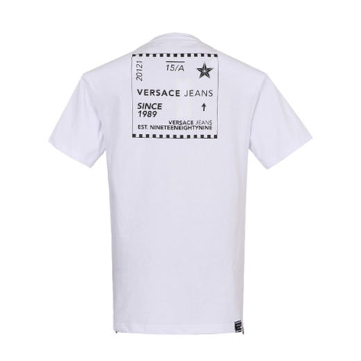 VERSACE JEANS 范思哲 男士棉质圆领字母短袖T恤 白色 B3GTB76F 36610 003 商品图1