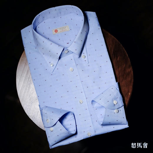 Canclini Mel Rose 埃及棉牛津纺蓝色提花意式工艺衬衫 商品图1