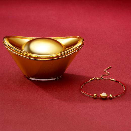 《金玉小元宝》金镶玉手链 女款黄金镶嵌和田玉 尾链可调节 送女生送妈妈长辈礼物 商品图5