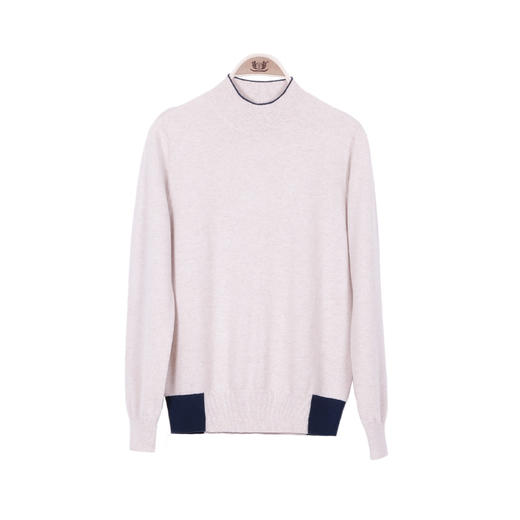 METTE羊绒世家2020秋冬新品女100%山羊绒时尚撞色半高领毛衣 商品图11