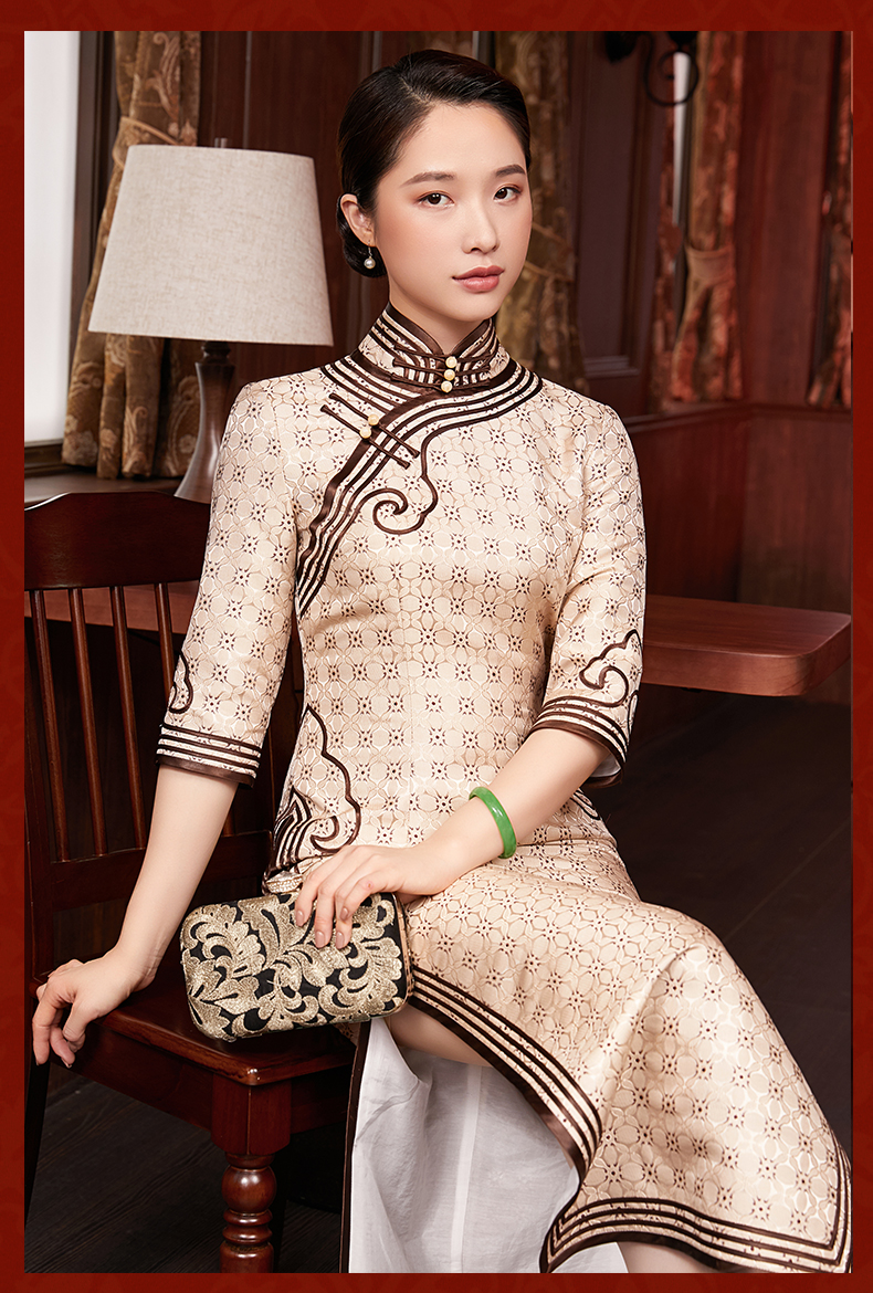 e20388玺玥织锦旗袍宴会礼服