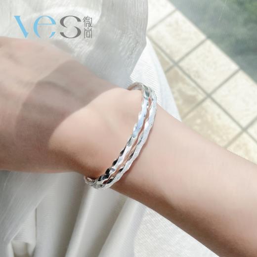 双层扭纹足银9999开口手镯 商品图4