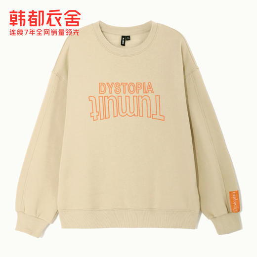 韩都衣舍2021春季新款印花宽松圆领加绒卫衣女OU13547 商品图3