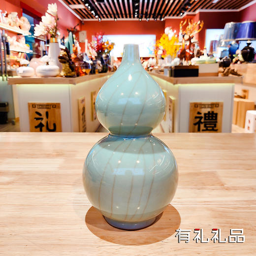 大福道 哥窑金丝铁线葫芦 龙泉青瓷大师级纯手工藏品 福禄 精美 大气 摆件 商品图0