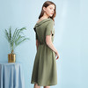 欧芮儿 新款收腰显瘦短袖不规则露肩连衣裙女中长款绿色裙子 商品缩略图2