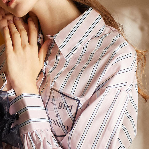 欧芮儿新款女装长袖条纹衬衫女 商品图3