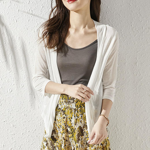 丁摩 夏季天丝羊毛超细薄款空调衫针织小开衫M20 商品图4