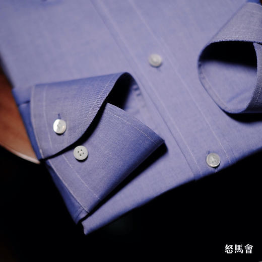 Canclini Jane 90支双股埃及棉牛津纺蓝色意式工艺衬衫 商品图3