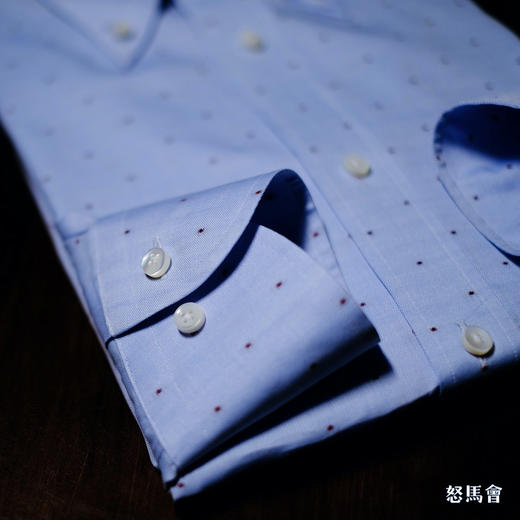 Canclini Mel Rose 埃及棉牛津纺蓝色提花意式工艺衬衫 商品图4