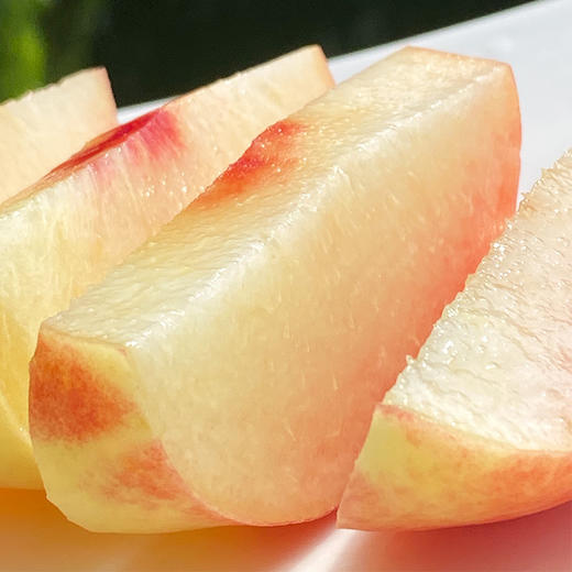 日本山梨县水蜜桃一颗晶莹剔透鲜嫩欲滴白里透着淡淡粉红色泽的水蜜桃