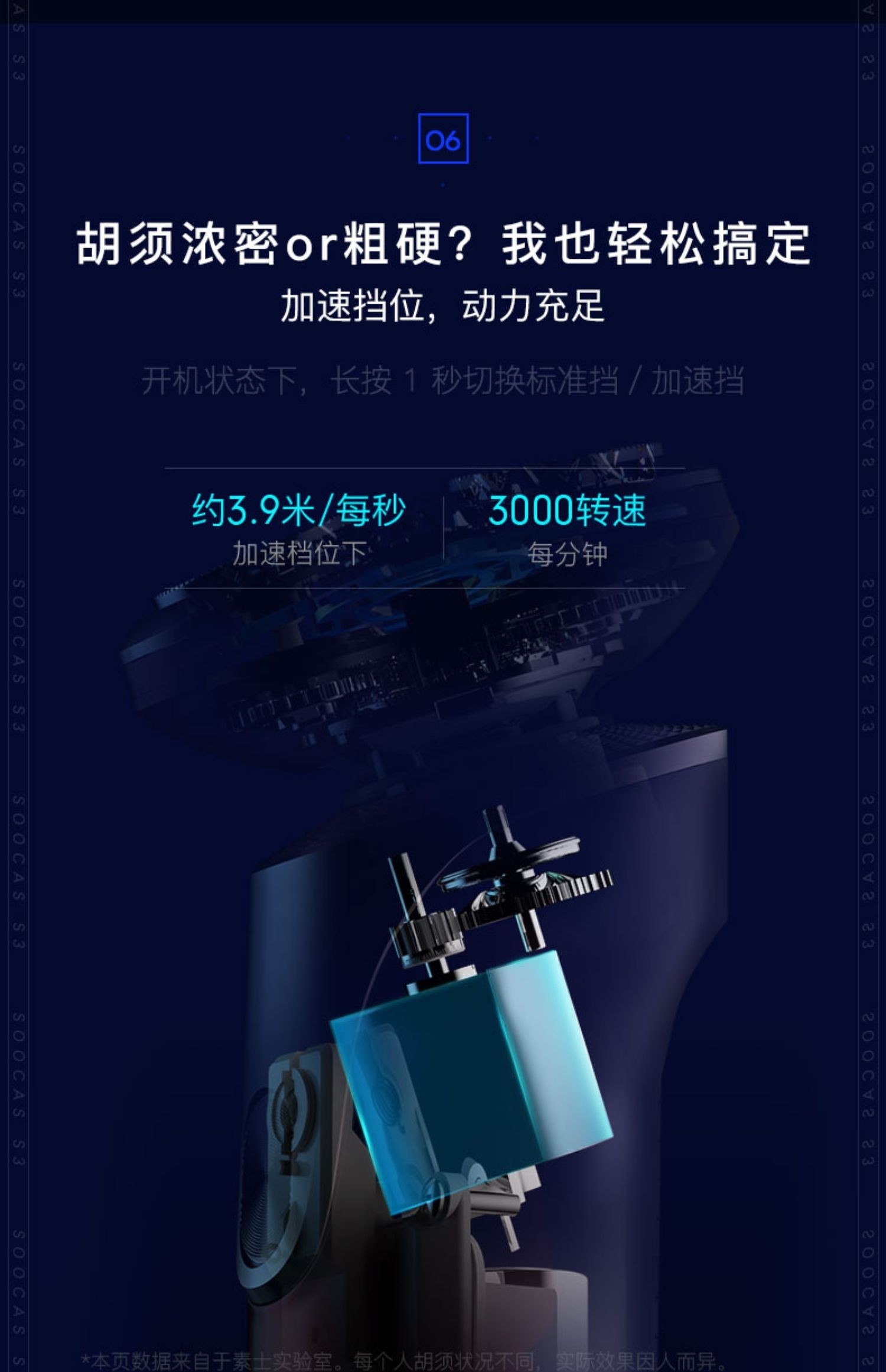 素士soocas凌朗s3电动剃须刀男士便携巧小全身水洗干湿双剃胡刀