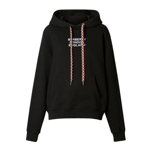 BURBERRY 博柏利 刺绣徽标棉质宽松连帽衫女卫衣 黑色 8019990 A1189 商品图0