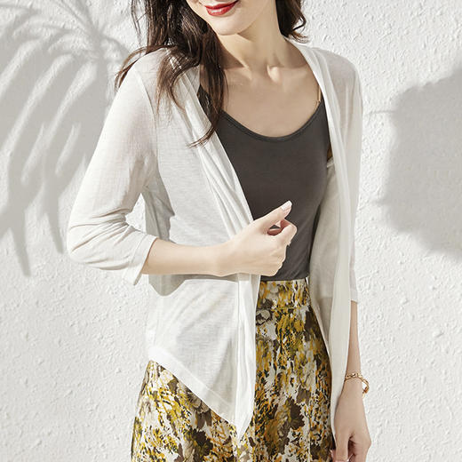 丁摩 夏季天丝羊毛超细薄款空调衫针织小开衫M20 商品图2