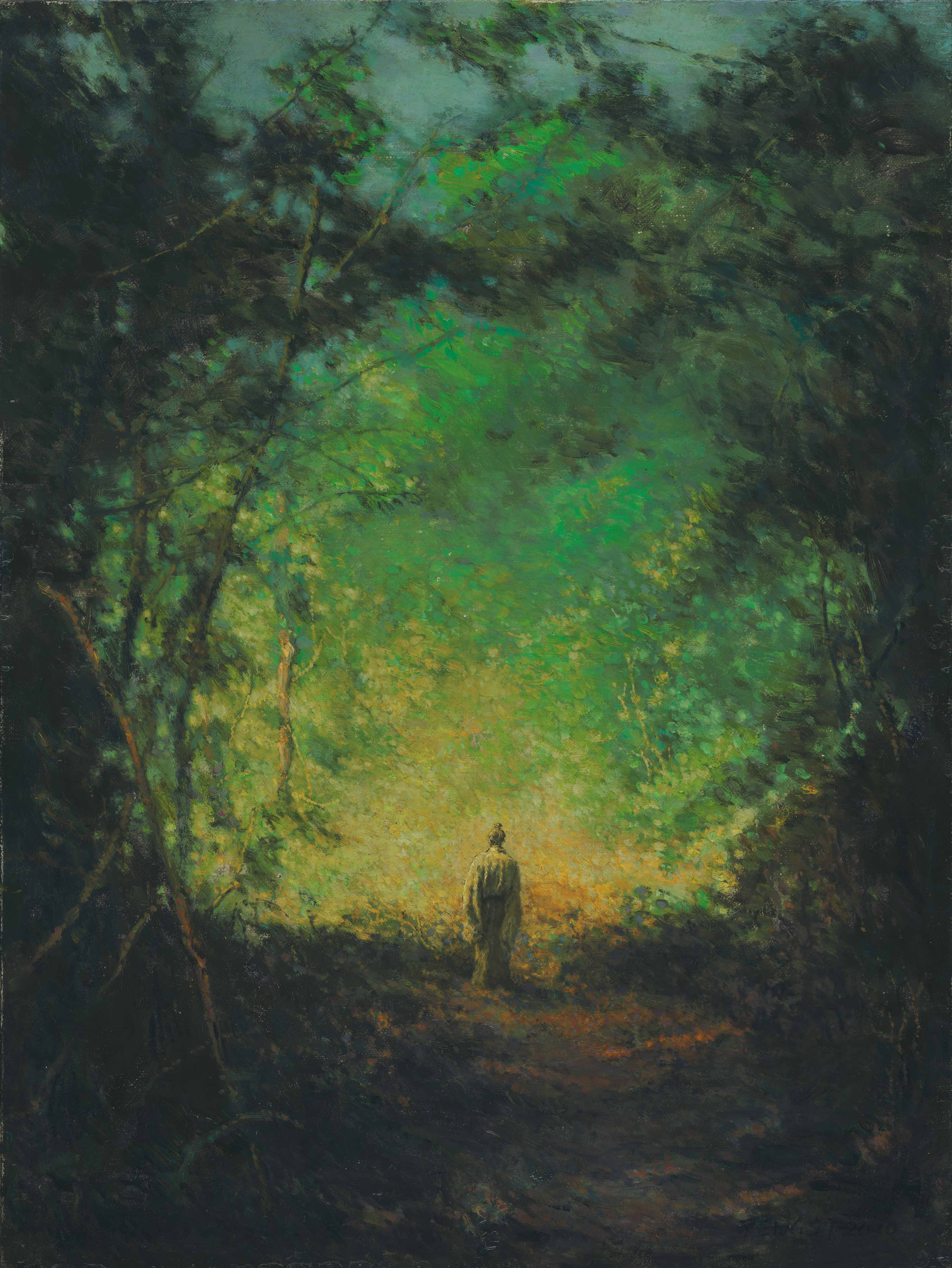 彭斯限量签名版画——迟暮行吟图