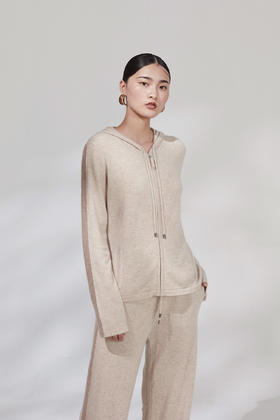 疗愈羊绒| 撞织带休闲连帽衫 SJF18W101N