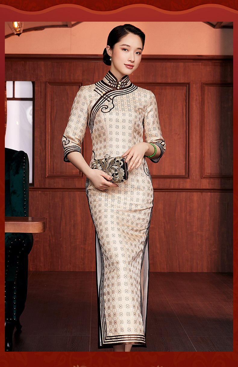 e20388玺玥织锦旗袍宴会礼服