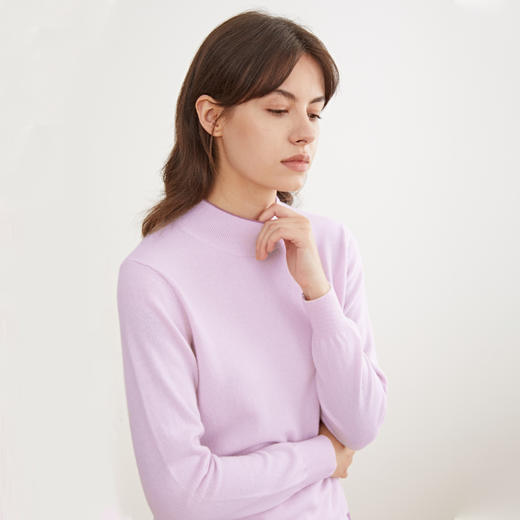 METTE羊绒世家2020秋冬新品女100%山羊绒时尚撞色半高领毛衣 商品图1