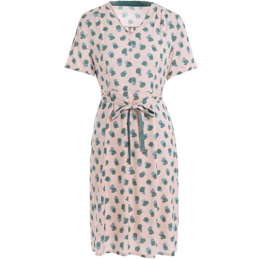 乔万尼夏真丝连衣裙气质修身显瘦V领短袖桑蚕丝中长裙女EN2E575 商品图4