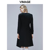 VIMAGE纬漫纪秋款纯色百搭显瘦收腰不规则下摆连衣裙女V1407021 商品缩略图2