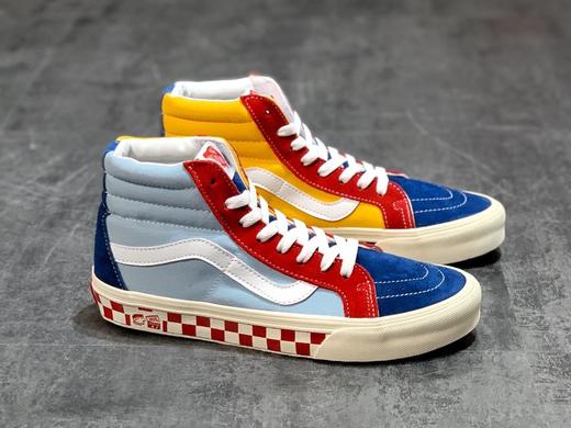 Vans SK8-Hi 安娜海姆 蓝红黄彩色拼接高帮硫化板鞋 商品图0
