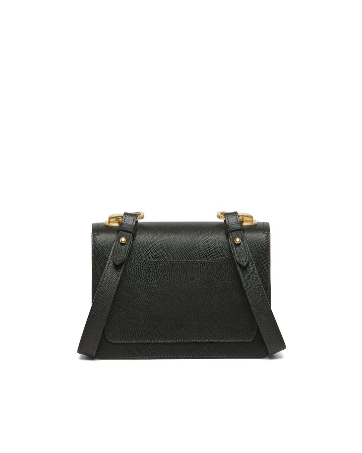 prada普拉达saffiano皮革单肩包黑色